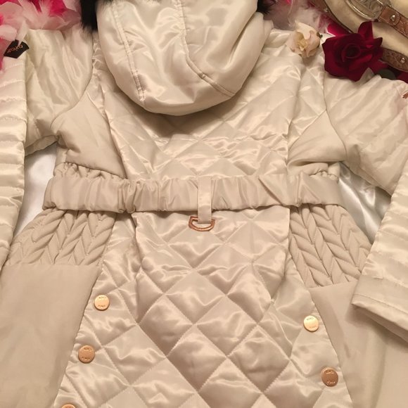 RARE gorgeous vinatge brand new satin xo xo puffer jacket with gold hardware! - Picture 13 of 16